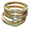 Wholesale Couple Ring Alloy Gold Plated Inlaid Zircon Jewelry