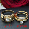 Wholesale Couple Ring Alloy Gold Plated Inlaid Zircon Jewelry