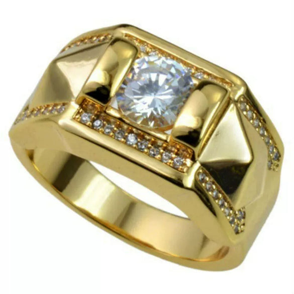 Wholesale Couple Ring Alloy Gold Plated Inlaid Zircon Jewelry
