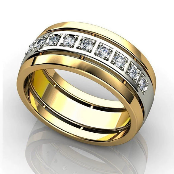 Wholesale Couple Ring Copper Zircon Geometric Style Unisex