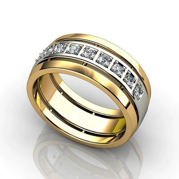 Wholesale Couple Ring Copper Zircon Geometric Style Unisex