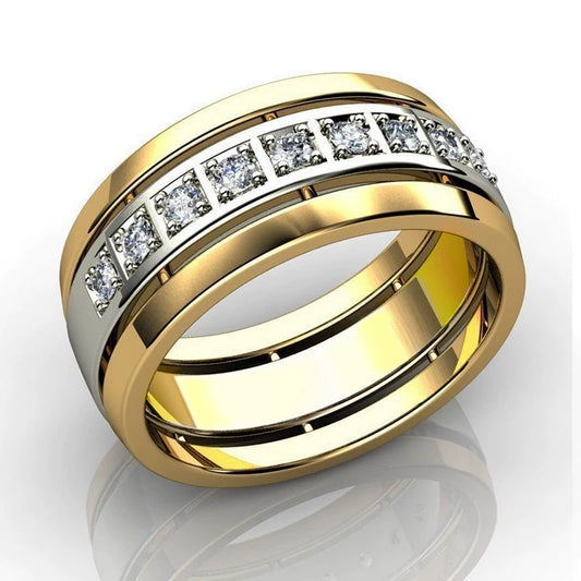 Wholesale Couple Ring Copper Zircon Geometric Style Unisex