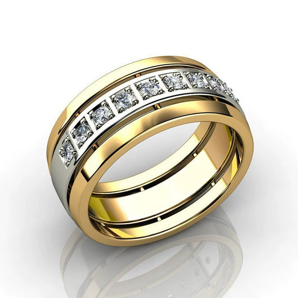 Wholesale Couple Ring Copper Zircon Geometric Style Unisex