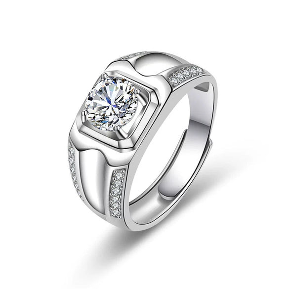 Wholesale Couple Ring Imitation Moissanite Copper Geometric Electroplating