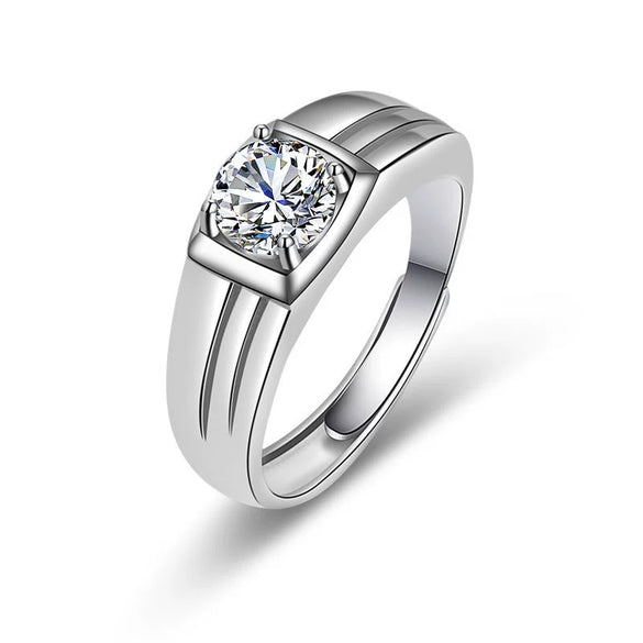 Wholesale Couple Ring Imitation Moissanite Copper Geometric Electroplating