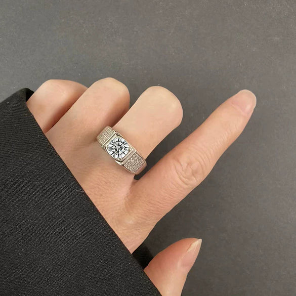 Wholesale Couple Ring Imitation Moissanite Copper Geometric Electroplating