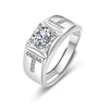 Wholesale Couple Ring Imitation Moissanite Copper Geometric Electroplating
