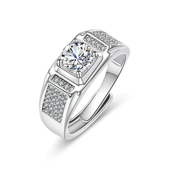 Wholesale Couple Ring Imitation Moissanite Copper Geometric Electroplating