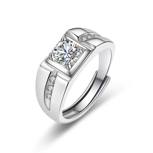 Wholesale Couple Ring Imitation Moissanite Copper Geometric Electroplating