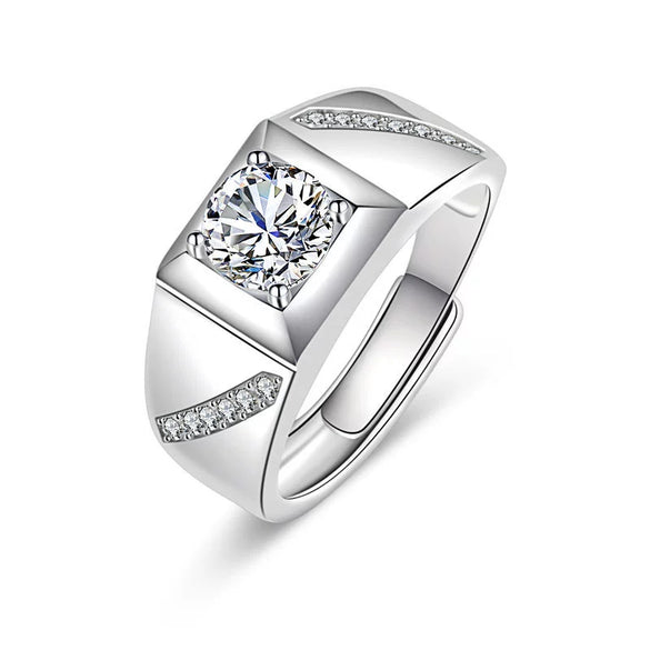 Wholesale Couple Ring Imitation Moissanite Copper Geometric Electroplating