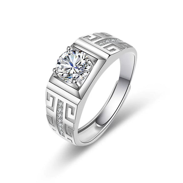 Wholesale Couple Ring Imitation Moissanite Copper Geometric Electroplating