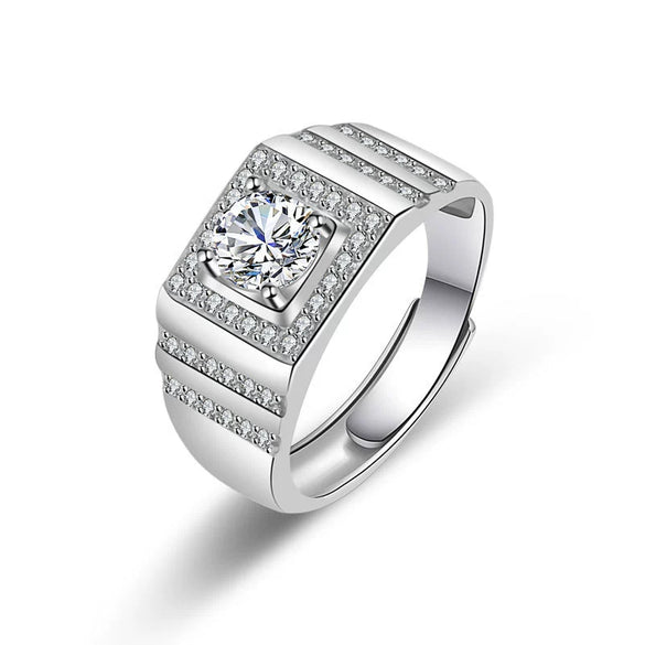 Wholesale Couple Ring Imitation Moissanite Copper Geometric Electroplating