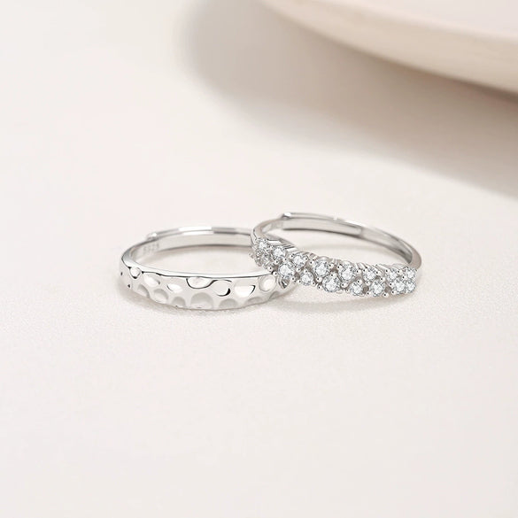 Wholesale Couple Ring S925 Silver Diamond Geometric Style