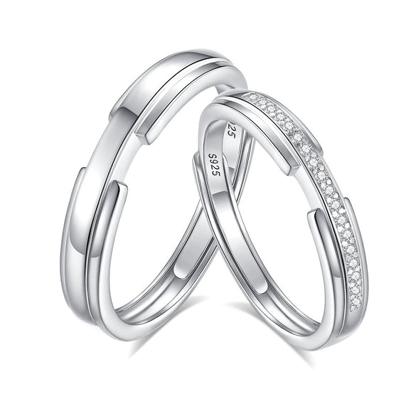 Wholesale Couple Ring S925 Sterling Silver Allmatch Style Electroplating Opening Ring
