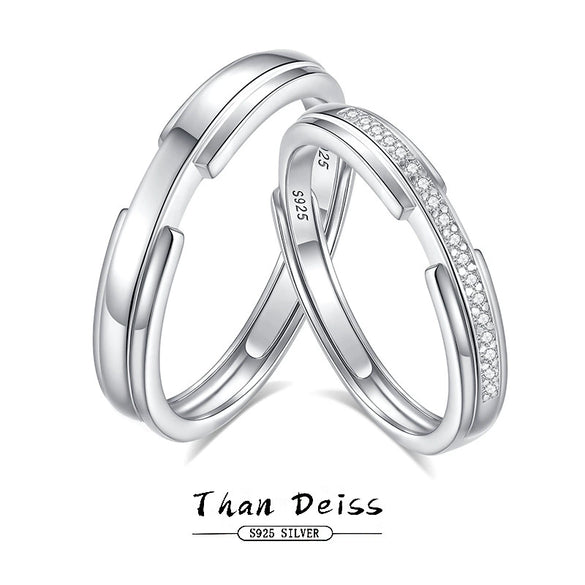 Wholesale Couple Ring S925 Sterling Silver Allmatch Style Electroplating Opening Ring