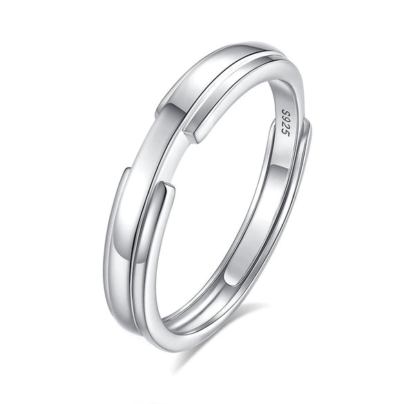 Wholesale Couple Ring S925 Sterling Silver Allmatch Style Electroplating Opening Ring