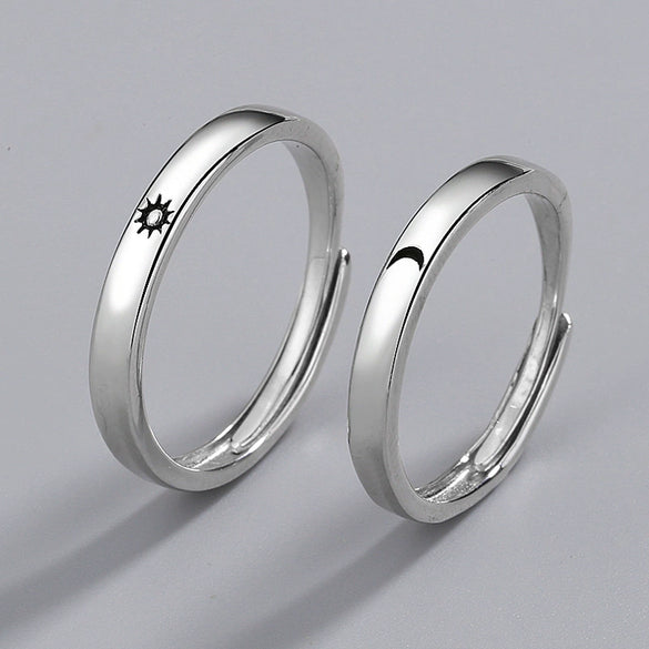 Wholesale Couple Ring S925 Sterling Silver Electroplated Sun Moon And Stars Design
