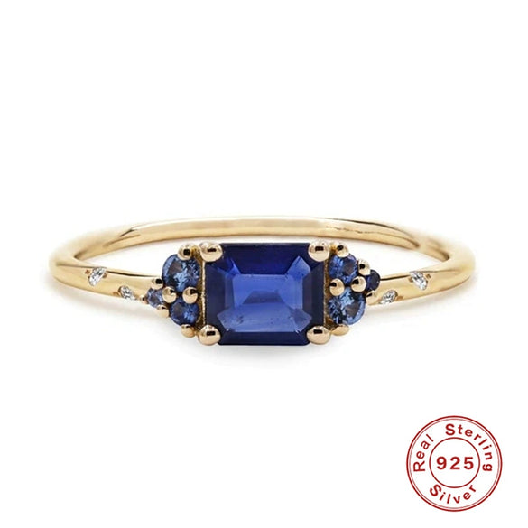 Wholesale Couple Ring S925 Sterling Silver Geometric Double Diamond Real Gold Plated