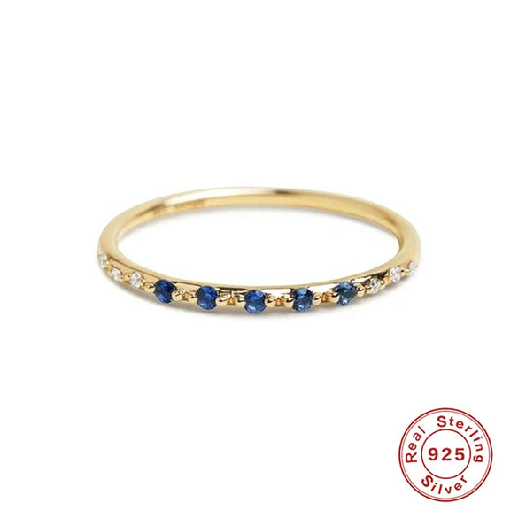 Wholesale Couple Ring S925 Sterling Silver Geometric Double Diamond Real Gold Plated