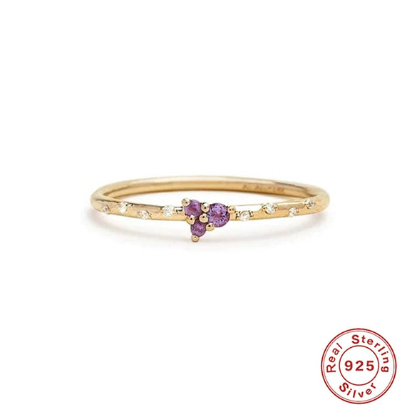 Wholesale Couple Ring S925 Sterling Silver Geometric Double Diamond Real Gold Plated