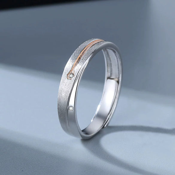 Wholesale Couple Ring S925 Sterling Silver Geometric Electroplated