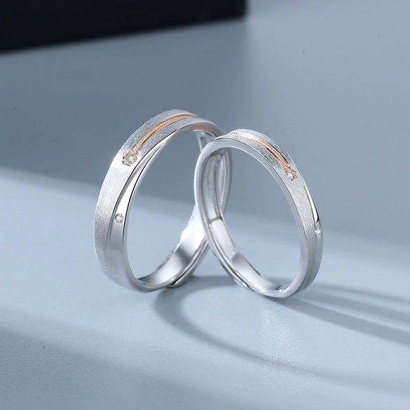 Wholesale Couple Ring S925 Sterling Silver Geometric Electroplated