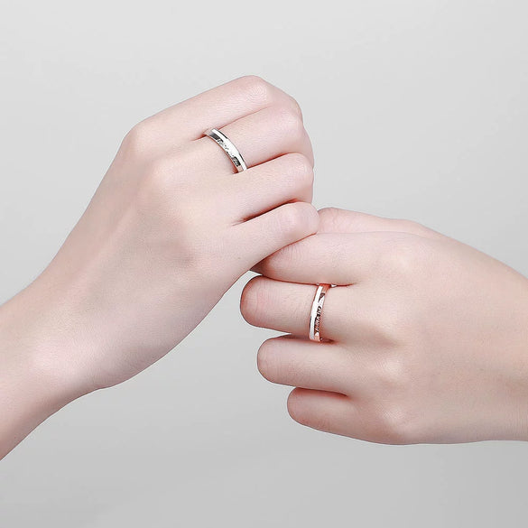 Wholesale Couple Ring S925 Sterling Silver Geometric Electroplating Design