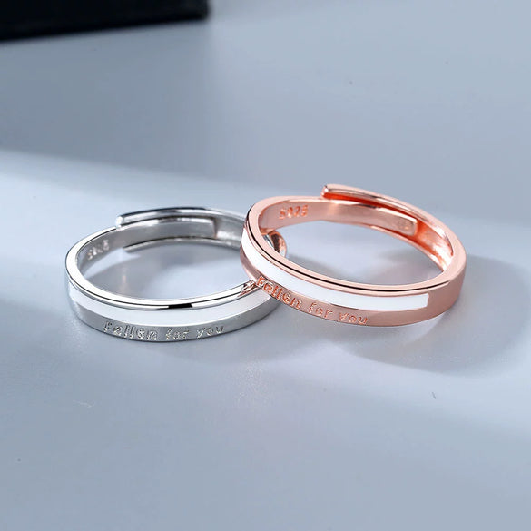 Wholesale Couple Ring S925 Sterling Silver Geometric Electroplating Design
