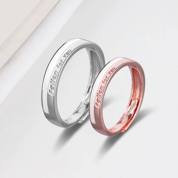 Wholesale Couple Ring S925 Sterling Silver Geometric Electroplating Design