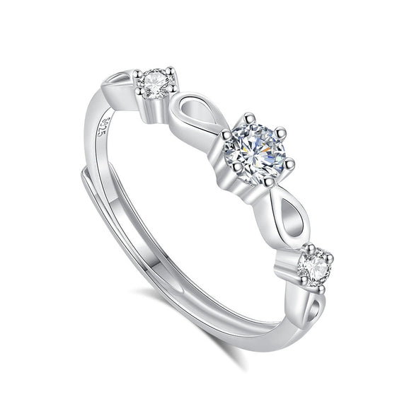 Wholesale Couple Ring S925 Sterling Silver Geometric Style With Zircon