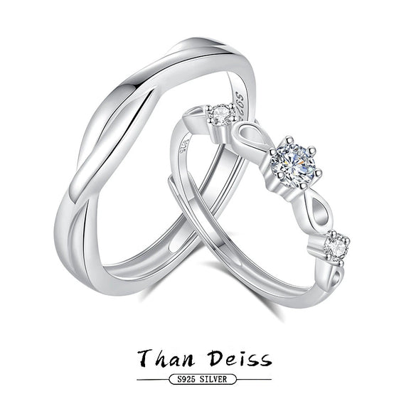 Wholesale Couple Ring S925 Sterling Silver Geometric Style With Zircon
