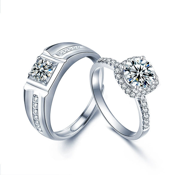 Wholesale Couple Ring S925 Sterling Silver Moissanite Geometric Light Luxury Jewelry