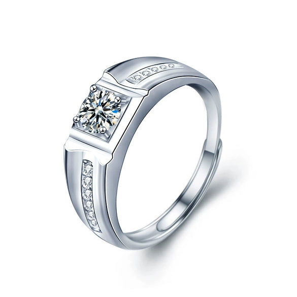 Wholesale Couple Ring S925 Sterling Silver Moissanite Geometric Light Luxury Jewelry