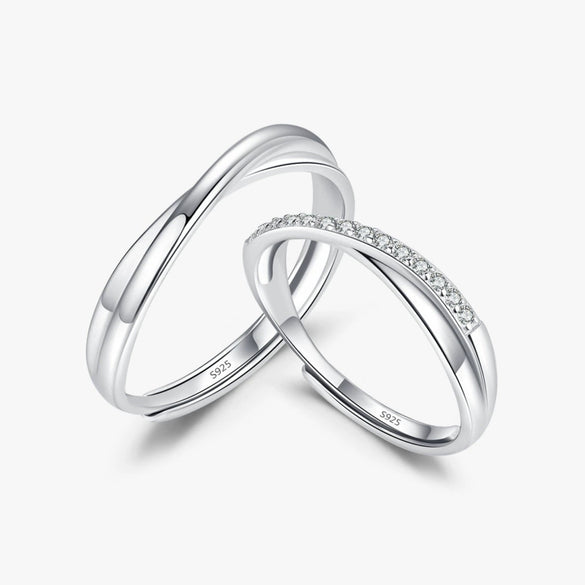 Wholesale Couple Ring S925 Sterling Silver Simple Geometric Wave Design Seiko Crafted