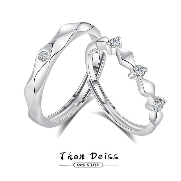 Wholesale Couple Ring 925 Silver Geometric Diamond Styling