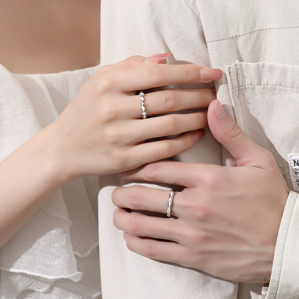 Wholesale Couple Ring 925 Silver Geometric Diamond Styling
