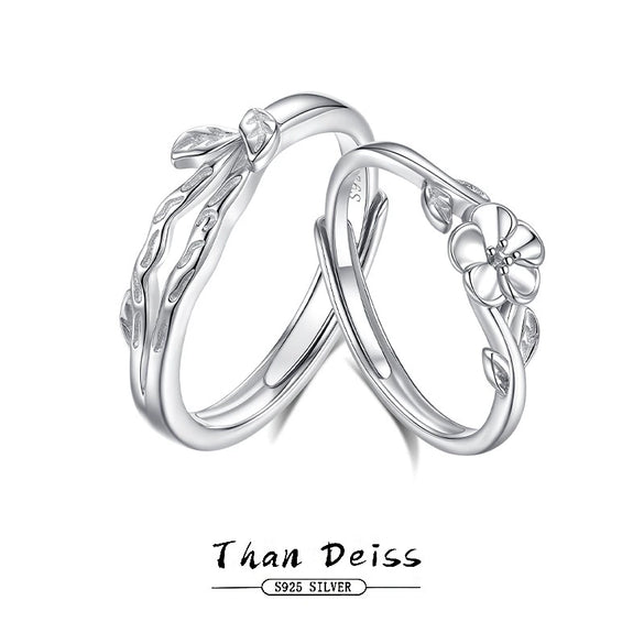 Wholesale Couple Ring 925 Sterling Silver Flower Open Ring With Branches Electroplated