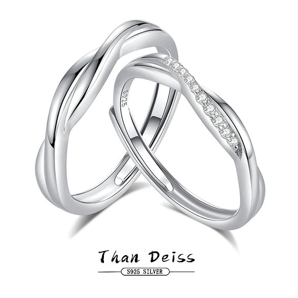 Wholesale Couple Ring 925 Sterling Silver Geometric Design