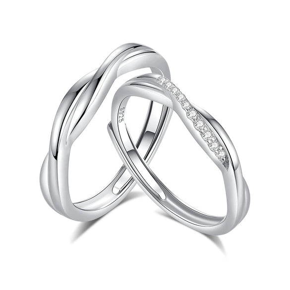 Wholesale Couple Ring 925 Sterling Silver Geometric Design