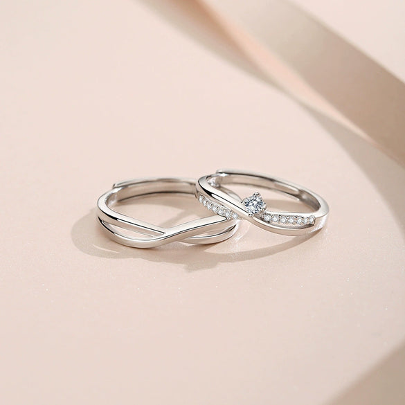 Wholesale Couple Ring 925 Sterling Silver Geometric Mobius Adjustable Open Plain Ring