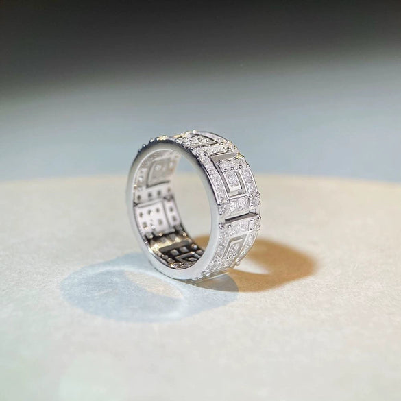 Wholesale Couple Ring 925 Sterling Silver Geometric Style Electroplated Allmatch Stacked Ring With Zircon