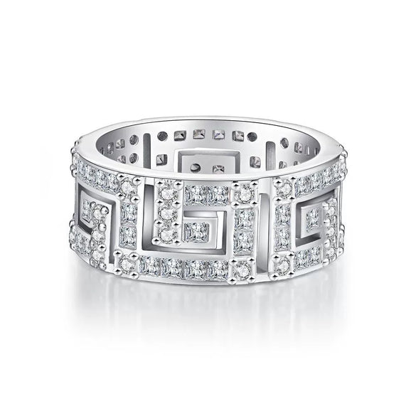 Wholesale Couple Ring 925 Sterling Silver Geometric Style Electroplated Allmatch Stacked Ring With Zircon