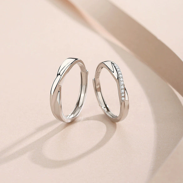 Wholesale Couple Ring 925 Sterling Silver Geometric Style Opening Ring