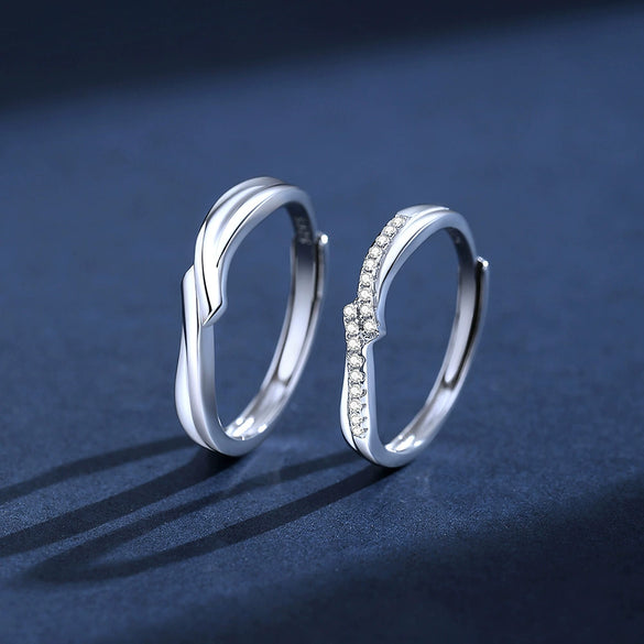 Wholesale Couple Ring 925 Sterling Silver Heart Shaped Allmatch Style Open Ring