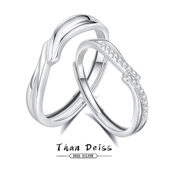 Wholesale Couple Ring 925 Sterling Silver Heart Shaped Allmatch Style Open Ring