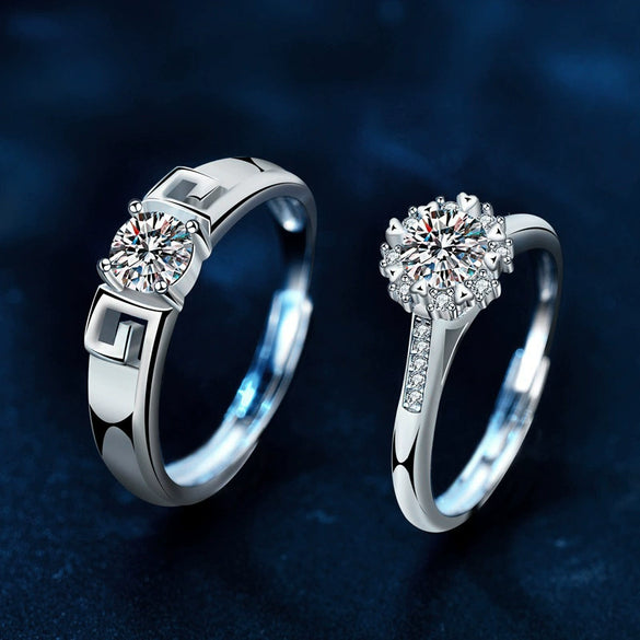 Wholesale Couple Ring 925 Sterling Silver Moissanite Heart Shape Set With Diamonds Minimalist Design