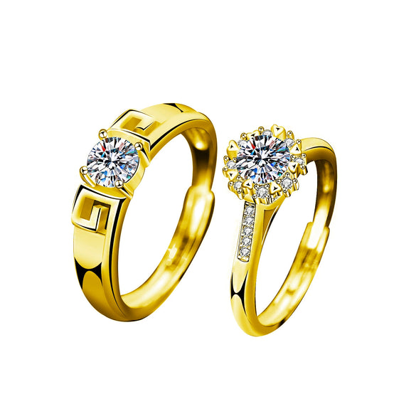 Wholesale Couple Ring 925 Sterling Silver Moissanite Heart Shape Set With Diamonds Minimalist Design