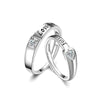 Wholesale Couple Ring 925 Sterling Silver Retro Style Heart Letter Open Ring Jewelry With Electroplating
