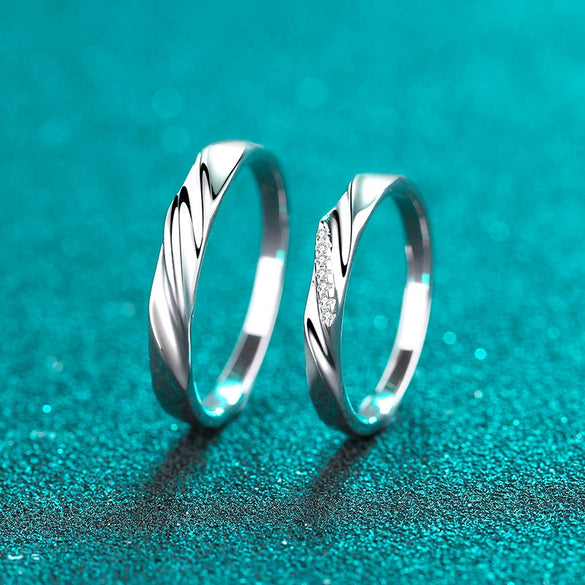 Wholesale Couple Ring 925 Sterling Silver With Star Pattern Plated Pt950 Gold