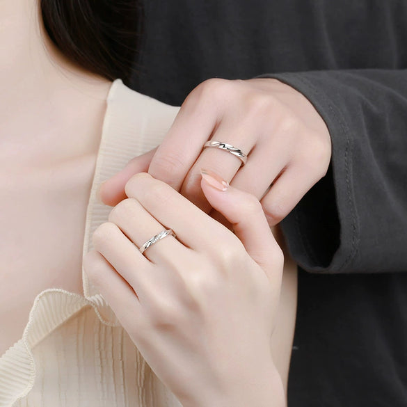 Wholesale Couple Ring 925 Sterling Silver With Star Pattern Plated Pt950 Gold